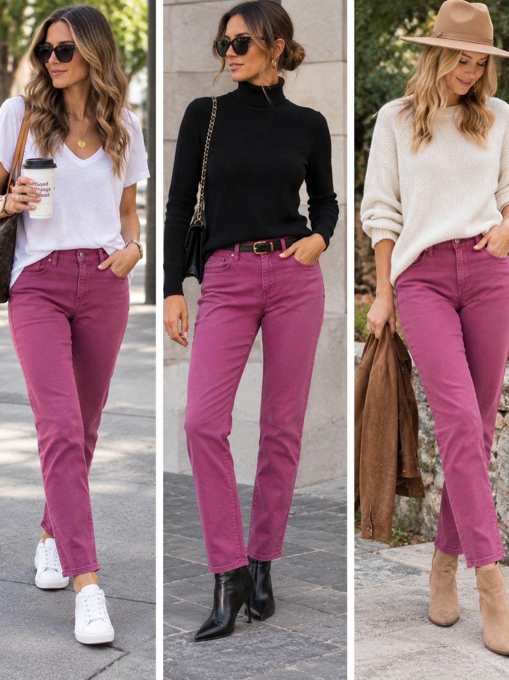 Banana Republic Straight-Leg Croped Jeans in Berry Pink